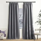 Unyqoos Grijze verduisteringsgordijnen met plooiband en hittebescherming 240x140 cm