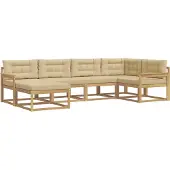 vidaXL Buiten bank set met kussen 5 pcs Wit en Beige Polyester