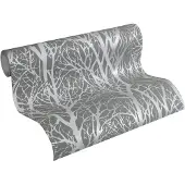 Unyqoos Vliesbehang met bosmotief en metallic accenten voor een moderne uitstraling