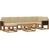 vidaXL Buiten bank set 8 st Natuurlijk en Beige Polyester