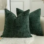 Unyqoos Set van twee donkergroene chenille kussenhoezen voor een stijlvolle woonkamer