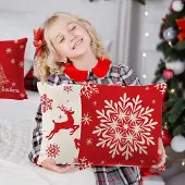 Unyqoos Set van vier kussenslopen met kerstmotieven voor een feestelijke sfeer