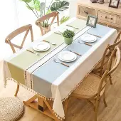 Unyqoos Elegant en Multifunctioneel Tafelkleed van Katoen en Linnen met Kwastjes