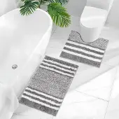 Unyqoos Twee-delige set badmatten met antislip en hoge absorptie in donkergrijs