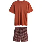 Next Pyjama kort donkerblauw / koper