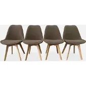 Sweeek Scandinavische stoel beukenhout en bouclé (set van 4) Taupe
