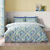 Unyqoos Elegante tweezijdige bloemen beddengoedset voor eenpersoonsbed in blauw