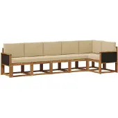 vidaXL Buiten bank set 6 st Natuurlijk en Beige Polyester