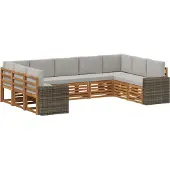 vidaXL Buiten bank set 9 st Naturel en lichtgrijs Polyester