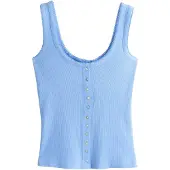 Next - Dames - Ajourgebreid hemdje - Blauw