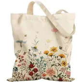 Unyqoos Stijlvolle canvas shopper met bloemenontwerp en handige binnenvakken