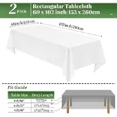 Unyqoos Set van 2 witte tafelkleden voor grote tafels, wasbaar polyester