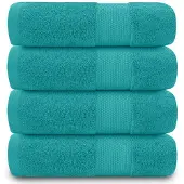 Unyqoos Luxe badkamerset met absorberende handdoeken in blauwgroene tinten
