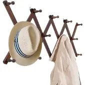 Unyqoos Uitschuifbare houten wandkapstok met 14 haken voor optimale ruimtebenutting