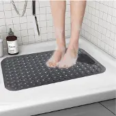 Unyqoos Grijze antislip douchemat met massagefunctie en afvoergaten 40x70 cm
