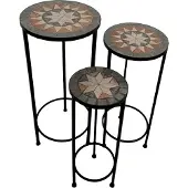 Axi Lola Mozaïek Plantentafel Rond Ster Grijs/bruin - Set 3 stuks
