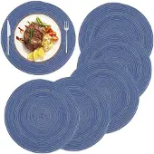 Unyqoos Set van 6 blauwe katoenen ronde placemats voor stijlvolle tafelsetting