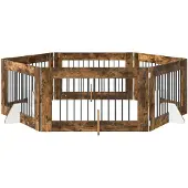 vidaXL Opvouwbaar hondenhekje met standaards 6 st Gerookt eiken 602 cm