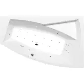 Polysan Evia Whirlpoolbad rechts, 170x100x47cm, Attraction Hydro-Air, chroom