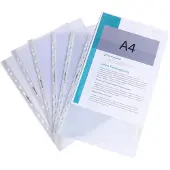 Exacompta 10x Pak van 100 geperforeerde showtassen - gladde PP 12/100ste - superieure kwaliteit - universele perforatie 11 gaten - A4 - Transparant - 5901E