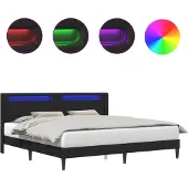 Syfax Bedframe met LED-stripverlichting Zwart 180 x 200 cm Kunstleer