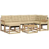 vidaXL Buiten bank set 7 st Wit en Beige