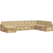vidaXL Buiten bank set 8 st Wit en Beige Massief Acacia Hout