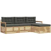 vidaXL Buitenloungeset, 4-delig, wit en antraciet, polyester