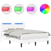 Syfax Bedframe met LED-stripverlichting Wit 120 x 190 cm Kunstleer