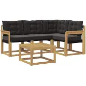 vidaXL Buiten bank set 5 st Wit en zwart