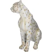 HD Collection Ornament Leopard Polyresin White 34.5x22x46.5cm