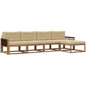 vidaXL Buiten bank set 5 st Natuurlijk en Beige
