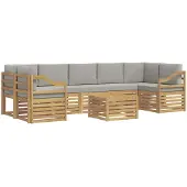 vidaXL Buiten bank set 8 st Wit en Lichtgrijs Polyester
