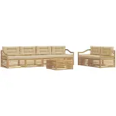 vidaXL Buiten bank set 7 st Wit en Beige Polyester