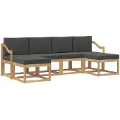 vidaXL Buiten bank set 6 st Wit en antracietkleurig Polyester