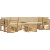 vidaXL Buiten bank set met kussen 8 pcs Wit en Beige Polyester