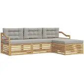 vidaXL Buiten bank set 4 st Wit en Lichtgrijs Polyester