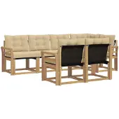 vidaXL Buiten bank set 7 st Wit en Beige