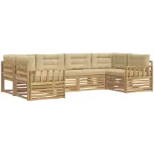 vidaXL Buiten bank set 6 st Wit en Beige Massief Acacia Hout