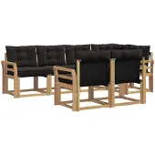 vidaXL Buiten bank set 7 st Wit en zwart