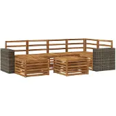 vidaXL Tuinset met 7 zitplaatsen, natuurlijke kleur, polyester