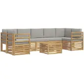 vidaXL Buiten bank set met kussen 8 pcs Wit en Lichtgrijs Polyester
