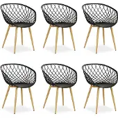 Homestyle4u Tuinstoelen - Set van 6 - Kunststof - Zwart