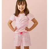 Little label gestreepte shortama van katoen roze/wit Meisjes Stretchkatoen Ronde hals - maat 110