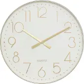 Atmosphera Wandklok / Muur klok Mondello - Dia 51 cm - kunststof - wit/goud - keuken/kamer/kantoor