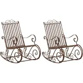 CLP Metalen schommelstoel Smile (set van 2 stuks) - Bruin, antiekstijl