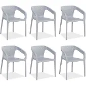 Homestyle4u Tuinstoelen - Set van 6 - Grijs - Stapelstoelen - Kunststof
