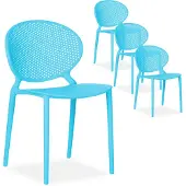 Homestyle4u Tuinstoelen - Set van 4 - Balkonstoel - Stapelstoelen - Blauw