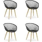 Homestyle4u Tuinstoelen - Set van 4 - Kunststof - Zwart