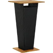 Syfax Bartafel 60x60x110 cm poly rattan en massief acaciahout zwart
